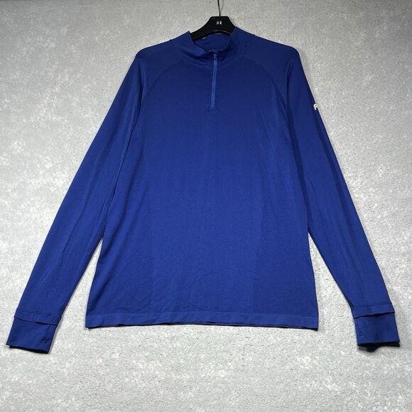 Fabletics Top Mens L Blue Pullover Training Day 1/4 Zip Pullover Long Sleeve - Picture 1 of 11